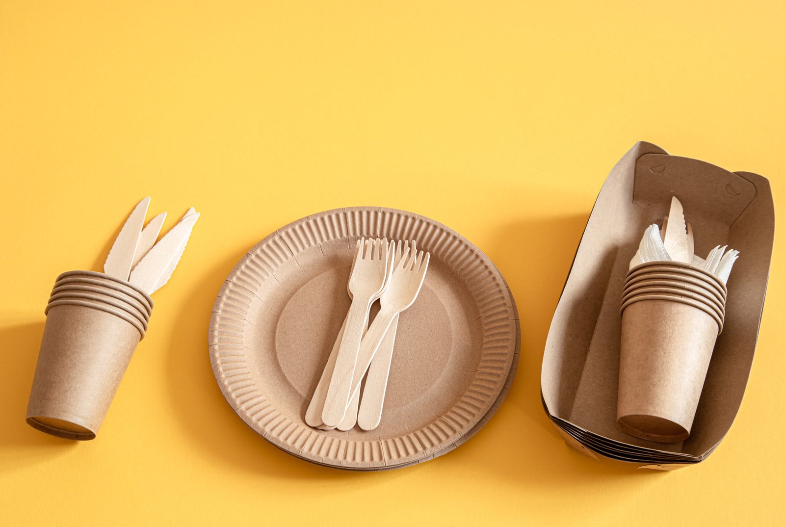 eco friendly disposable dishes made paper orange surface scaled